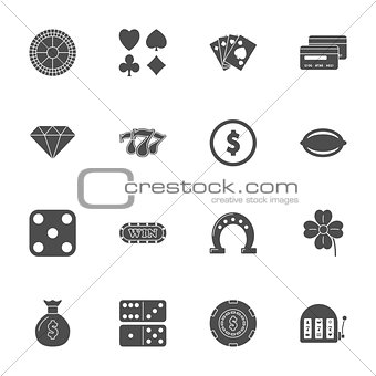 Casino silhouette icons set