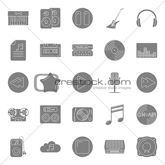 Music and audio silhouettes icons set
