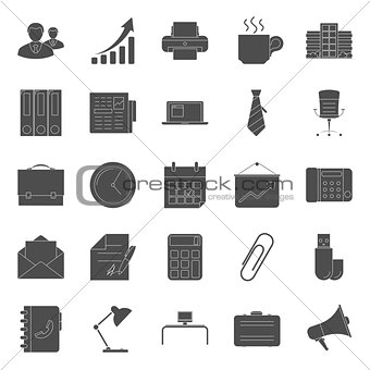 Office and marketing silhouettes icons set