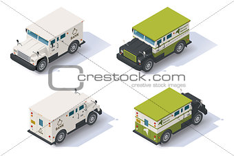 Vector isometric armored truck