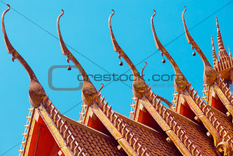 tiles temple roof bangkok thailand