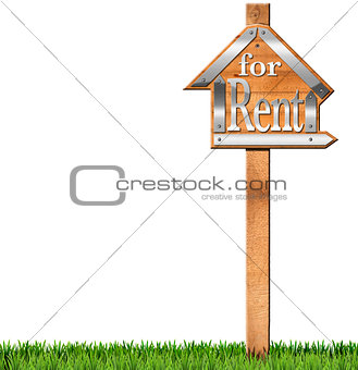 House For Rent - Wooden Sign with Pole
