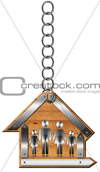 House with Family - Sign with Chain