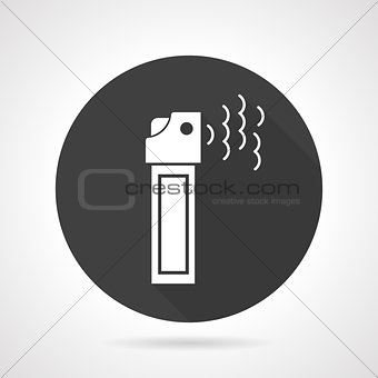 Tear gas black round vector icon