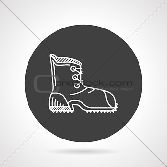 Hiking shoe black round vector icon