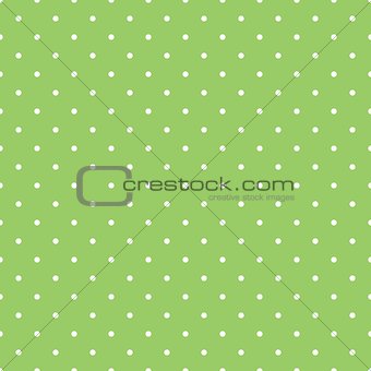 Tile vector pattern with small white polka dots on pastel spring green background