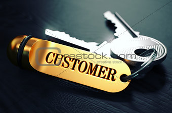 Customers Concept. Keys with Golden Keyring.