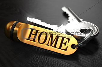 Keys with Word 'Home' on Golden Label.