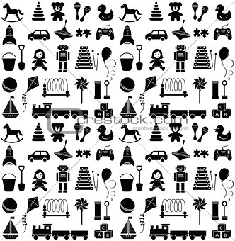 Toys icons. Seamless pattern.
