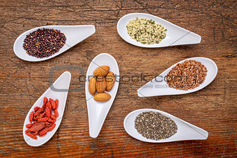 superfood grain, seed, berry, and nuts  abstract