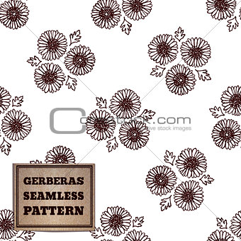 Seamless pattern with bouquet of gerberas