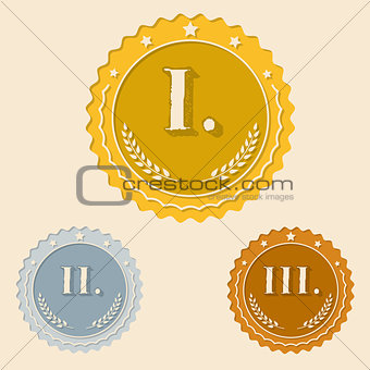 Various awards with roman numbers flat icons