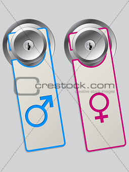 Door labels with male and female symbol