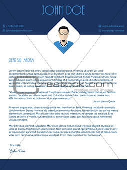 Cover letter design with blue white colors