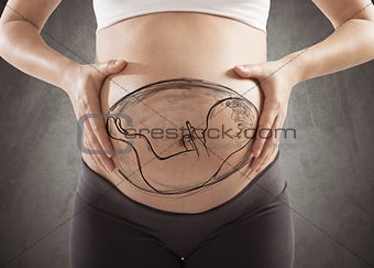 Pregnant child drawn