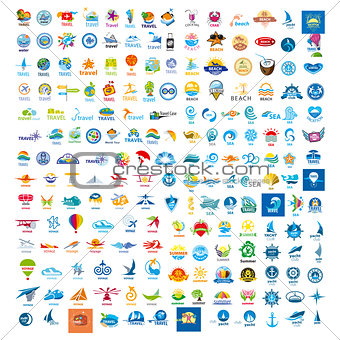 large set of vector logos trip