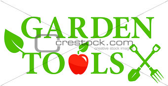 garden tools icon with red apple