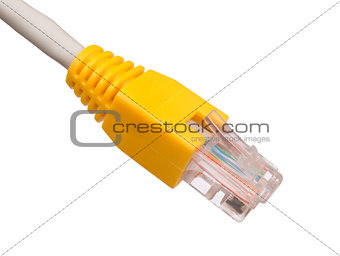 Yellow cable on white