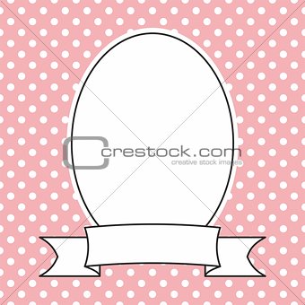 Vector photo frame with white polka dots on pink background