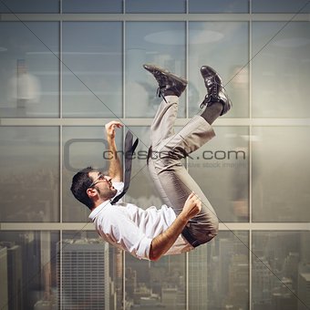 Businessman rushes down