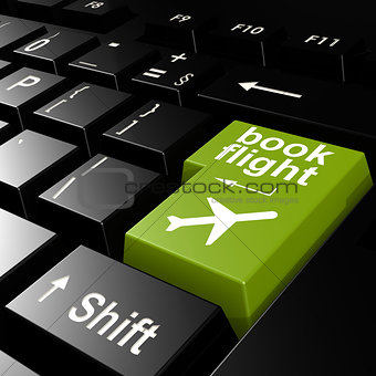 Book flight on green keyboard