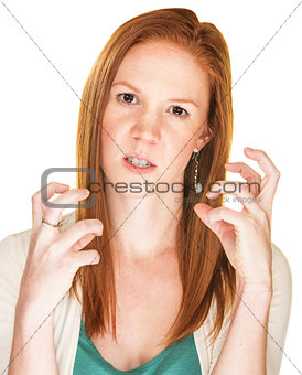 Furious Woman With Curled Fingers