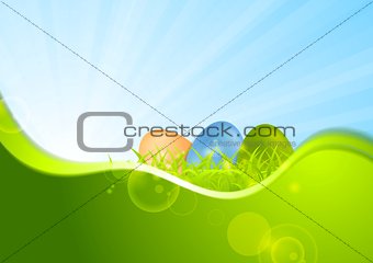 Easter background with wave and sunshine