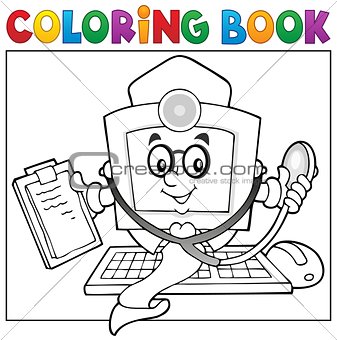 Coloring book computer doctor theme 1