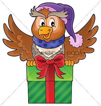 Owl with gift theme image 1