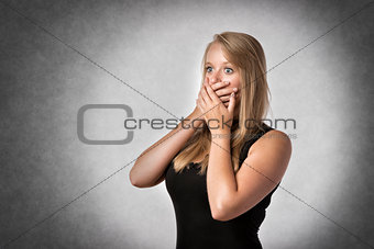Blond anxiously woman