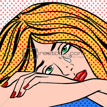 girl crying Pop art vintage comic