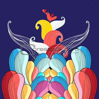 abstract background in love with a bird 
