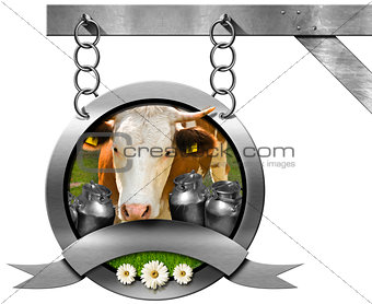 Dairy Products - Metal Sign with Chain