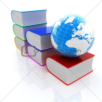 Glossy Books Icon isolated on a white background and earth