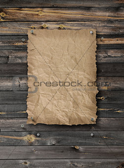 Empty wanted poster on plank wood wall