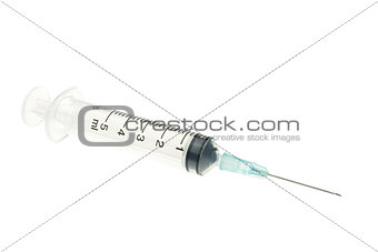 Blue Syringe Isolated on White Background