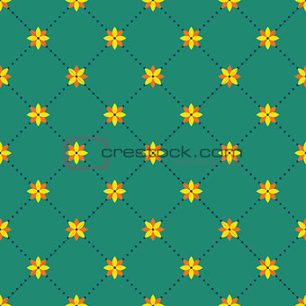Abstract seamless pattern with floral elements.