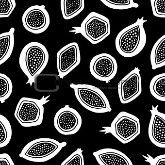 Abstract seamless pattern with exotic fruits.