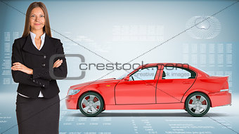 Businesslady with car