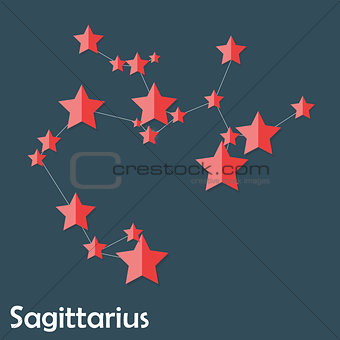 Sagittarius Zodiac Sign of the Beautiful Bright Stars Vector Ill