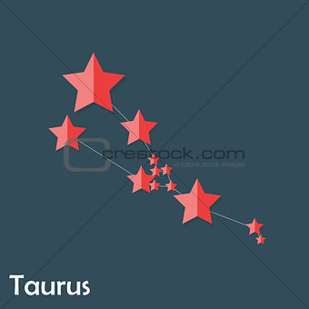 Taurus Zodiac Sign of the Beautiful Bright Stars Vector Illustra