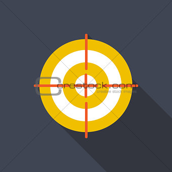 Target Flat Icon with Long Shadow, Vector Illustration