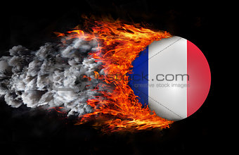 Flag with a trail of fire and smoke - France