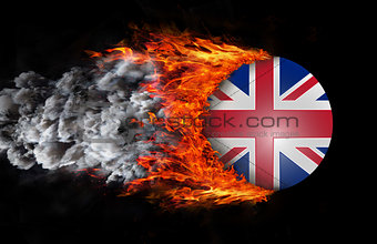 Flag with a trail of fire and smoke - United Kingdom