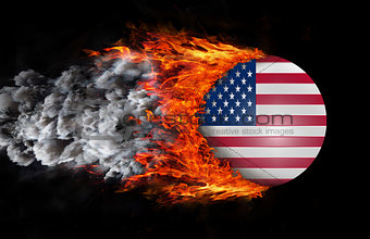 Flag with a trail of fire and smoke - United States