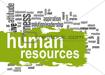 Human resources word cloud with green banner