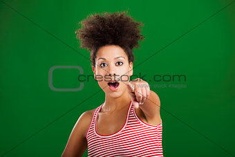 African woman pointing somewhere