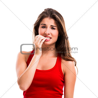 Girl biting her nails