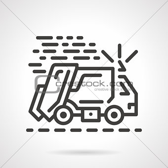Garbage truck black line vector icon