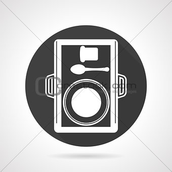 Lunch tray black round vector icon